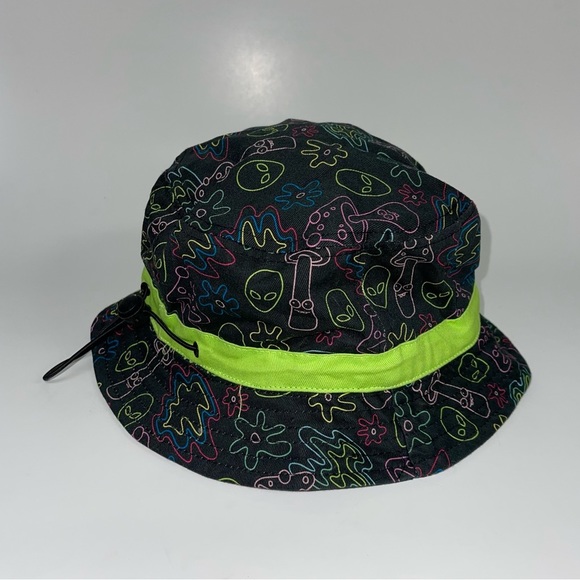 A-Lab Bucket Hat One Size Fits Most Unisex Laser Show Black Neon Green Alien - Picture 2 of 10